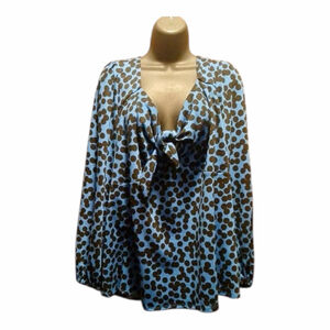 Ava & Viv Women’s Blouse Blue Dot Print Tie Front Size 3X. JC512